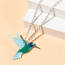 Load image into Gallery viewer, Enamel Hummingbird Necklace &amp; Earrings