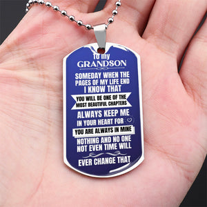 To My Grandson Keychain Necklace