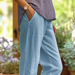 Plain Linen Cotton And Linen Loose Pants