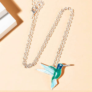 Enamel Hummingbird Necklace & Earrings