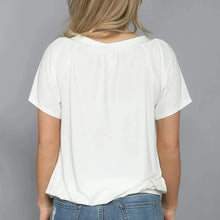 Load image into Gallery viewer, Solid Color Pleat Design T-shirt Top