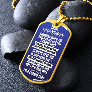 To My Grandson Keychain Necklace