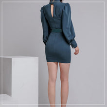 Load image into Gallery viewer, Long Sleeve Keyhole Belted Bodycon Dress