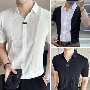 Men's Business Casual Patchwork Shirt