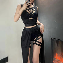 Load image into Gallery viewer, Gothic Bandaged Corset Bustier Top Cutout High Split Mesh Sets