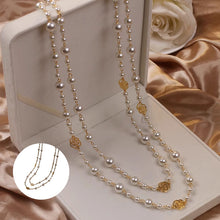 Load image into Gallery viewer, Pearl Flower Long Necklace