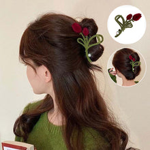 Load image into Gallery viewer, Elegant Velvet Tulip Hair Claw Clip