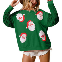 Load image into Gallery viewer, Women&#39;s Sequin Santa Sweatshirt