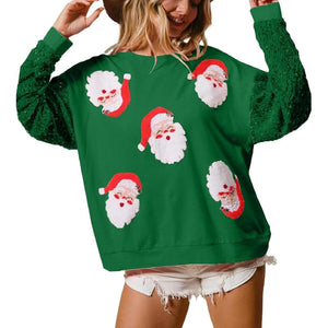 Women's Sequin Santa Sweatshirt