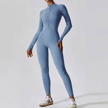 Load image into Gallery viewer, Women&#39;s Solid Zip Up Long Sleeve Sports Jumpsuit