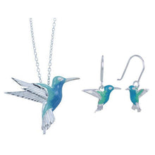 Load image into Gallery viewer, Enamel Hummingbird Necklace &amp; Earrings