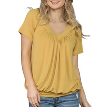 Load image into Gallery viewer, Solid Color Pleat Design T-shirt Top