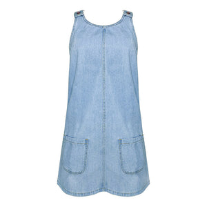 Front Pocket Denim Overall Mini Skirt