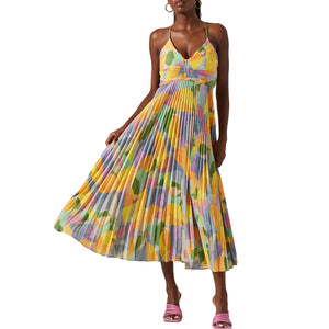 Club Chic Casual Pleated Print Dress