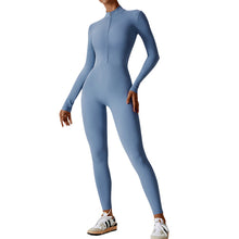 Load image into Gallery viewer, Women&#39;s Solid Zip Up Long Sleeve Sports Jumpsuit