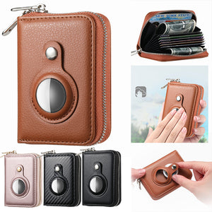 Smart AirTag Zipper RFID Slim Leather Wallet