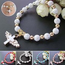 Load image into Gallery viewer, Angel Wing Cross Bracelet