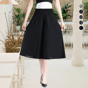 Women's High Elastic Waist Pleated Chiffon Wide Leg Culottes