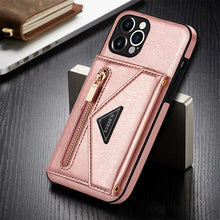 Load image into Gallery viewer, Triangle Crossbody Zipper Wallet Card Leather Case For iPhone