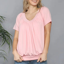 Load image into Gallery viewer, Solid Color Pleat Design T-shirt Top