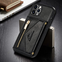 Load image into Gallery viewer, Triangle Crossbody Zipper Wallet Card Leather Case For iPhone