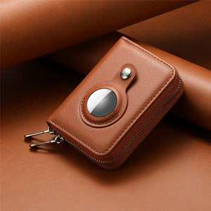 Smart AirTag Zipper RFID Slim Leather Wallet