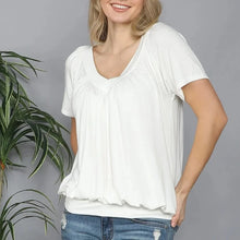 Load image into Gallery viewer, Solid Color Pleat Design T-shirt Top