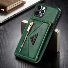 Load image into Gallery viewer, Triangle Crossbody Zipper Wallet Card Leather Case For iPhone