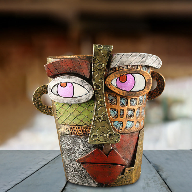 Abstract Beauty Face Flower Pot