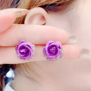 Diamond Rose Earrings