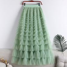 Load image into Gallery viewer, Tiered Elastic Waist Tulle Maxi Skirt