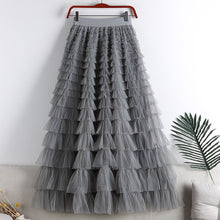 Load image into Gallery viewer, Tiered Elastic Waist Tulle Maxi Skirt