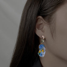 Load image into Gallery viewer, Pressed Flower Earrings - Abstract Face Forget Me Not Flower