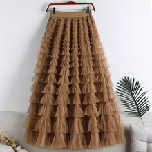 Load image into Gallery viewer, Tiered Elastic Waist Tulle Maxi Skirt