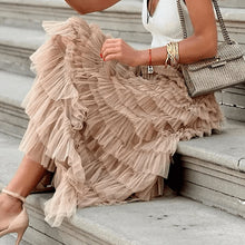 Load image into Gallery viewer, Tiered Elastic Waist Tulle Maxi Skirt