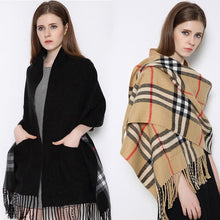 Load image into Gallery viewer, Plaid Shawl Wrap With Pockets