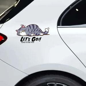 Creative Cartoon Cat Motorcycle Sticker Car Sticker (3PCS)