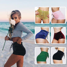 Load image into Gallery viewer, Women Velvet High Waist Shorts