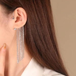 Sparkling Diamond Tassel Earrings