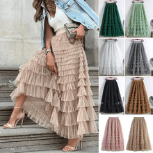 Load image into Gallery viewer, Tiered Elastic Waist Tulle Maxi Skirt