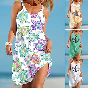 Beach Vacation Print Dress