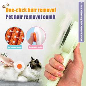 2-in-1 cleansing pet hair removal brush