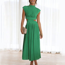 Load image into Gallery viewer, Cutout Waist Pocketed Vacation Midi Dress