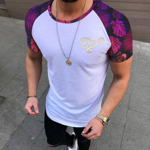 Men's Fashion Sports Fitness Color Matching Short-sleeved T-shirt