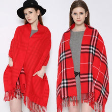 Load image into Gallery viewer, Plaid Shawl Wrap With Pockets