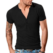 Load image into Gallery viewer, Men&#39;s Plain Henley Vacation T-shirt