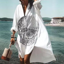 Load image into Gallery viewer, Women&#39;s Long Sleeve V-Neck Shirt Dress