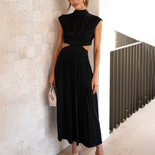 Load image into Gallery viewer, Cutout Waist Pocketed Vacation Midi Dress