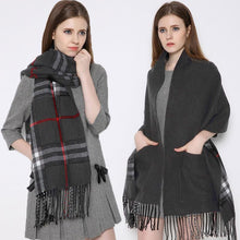 Load image into Gallery viewer, Plaid Shawl Wrap With Pockets