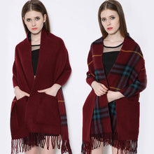 Load image into Gallery viewer, Plaid Shawl Wrap With Pockets